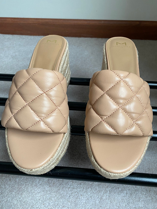 MARC FISHER Women Velia Leather Espadrille Platform Sandals NEW NWOB