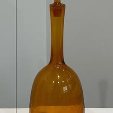 Vintage Large Amber Glass Decanter with Matching Glass Cork (possibly Blenko)