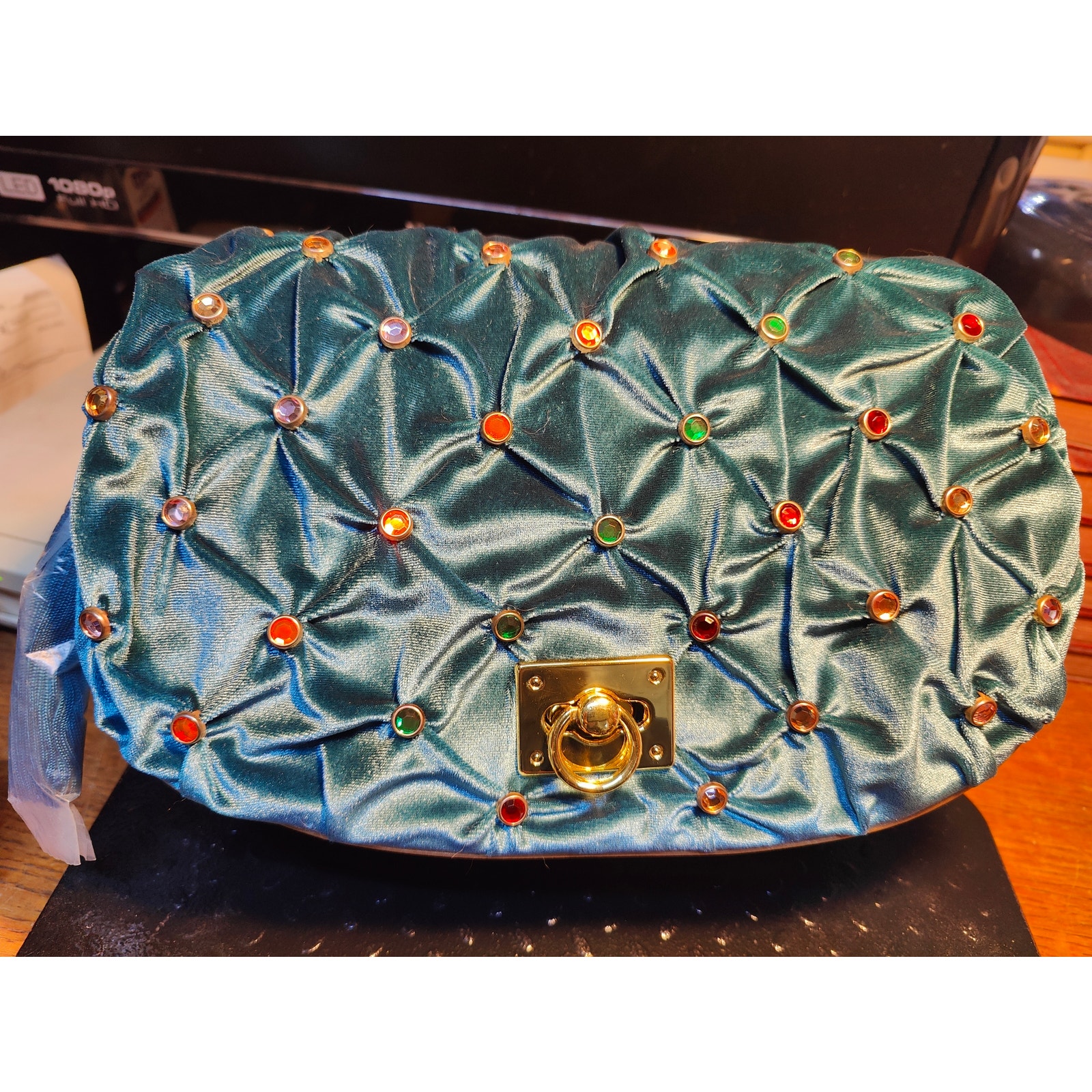 Twiggy London Velvet Rhinestone Crossbody