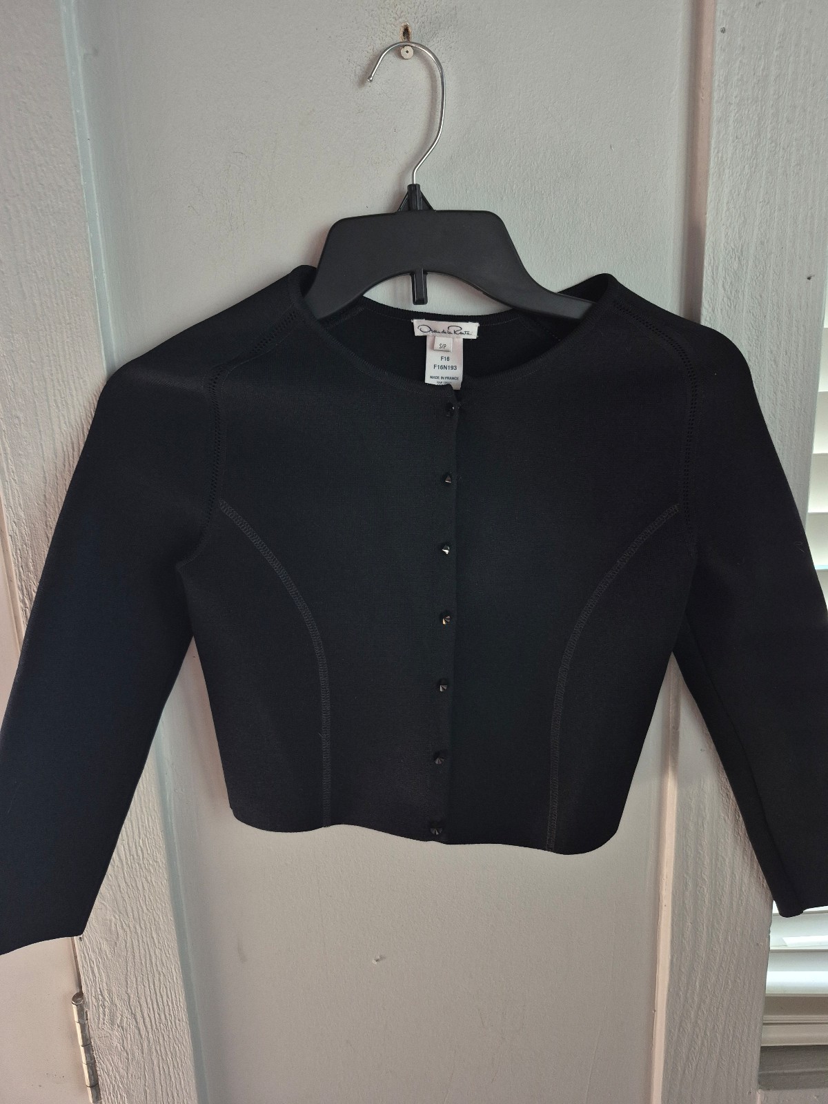 Oscar de la Renta Black Button Front Knit Cardigan Size small