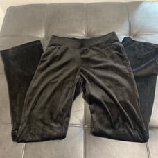 Juicy Couture Velvet Black Track Flared Pants Joggers Mid Rise - XS