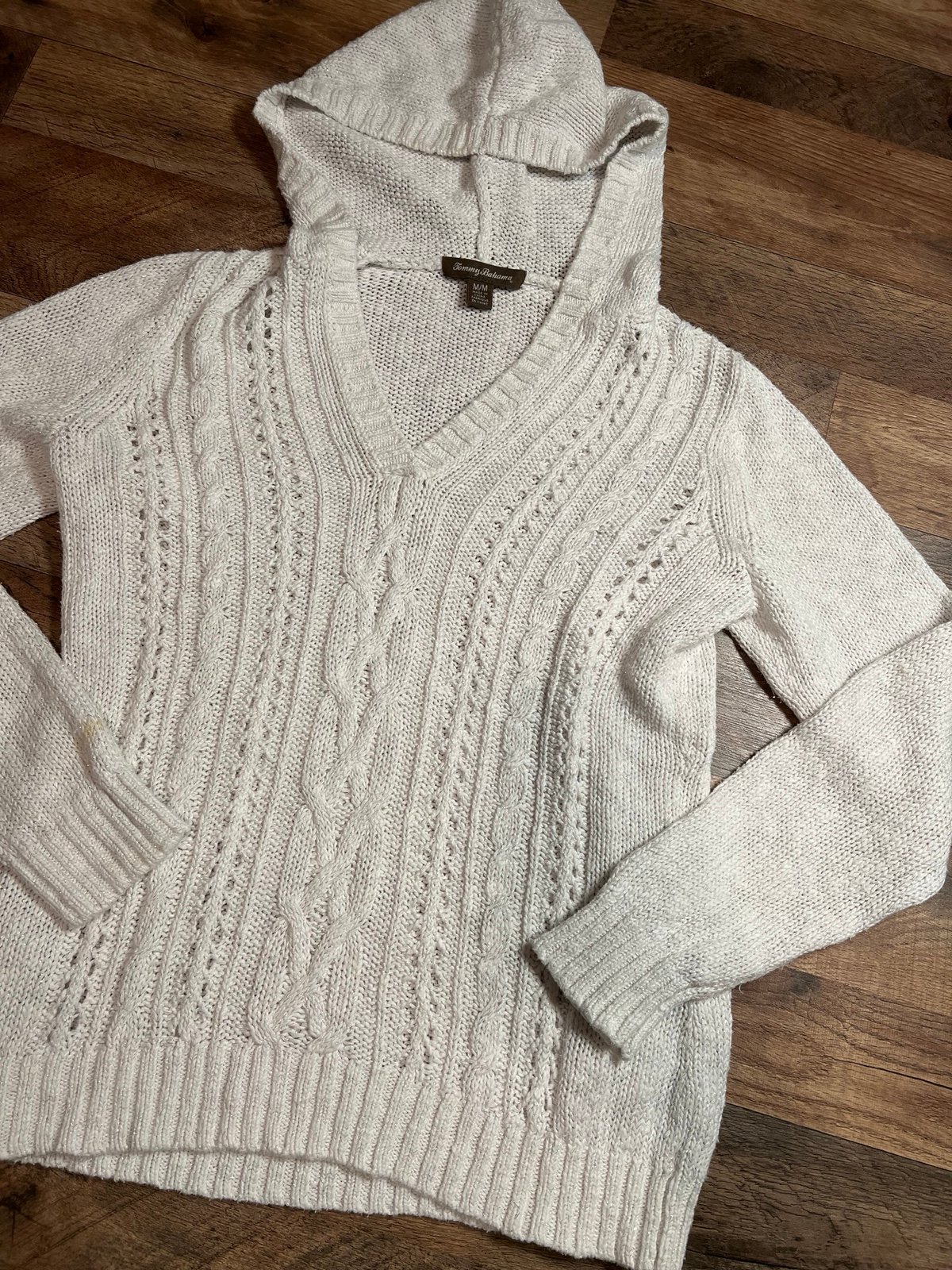 Tommy Bahama Linen Blend Metallic Sweater with Hood- Medium