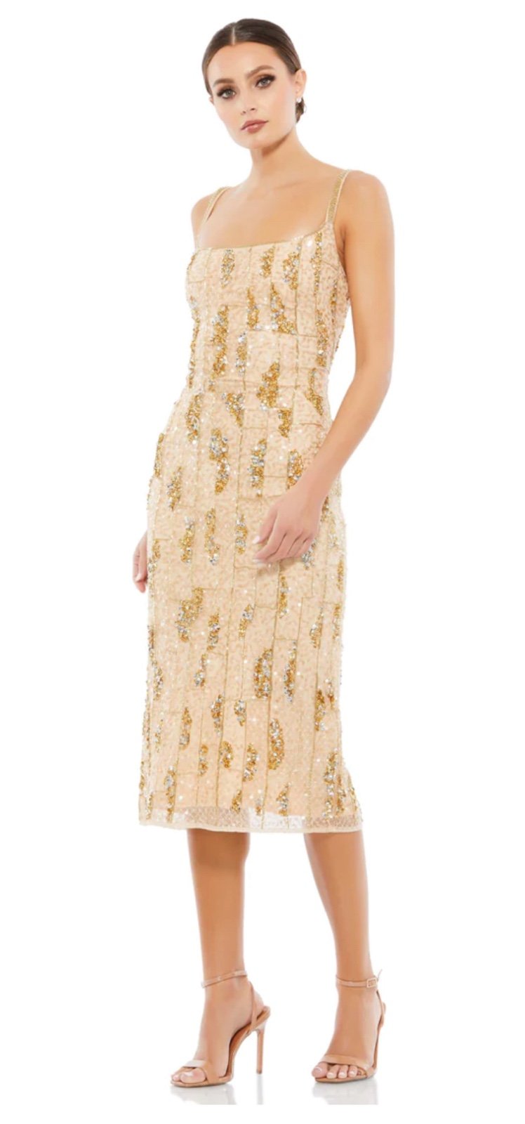 Mac Duggal Beaded Spaghetti Strap Midi Slip Dress NWT Size 6