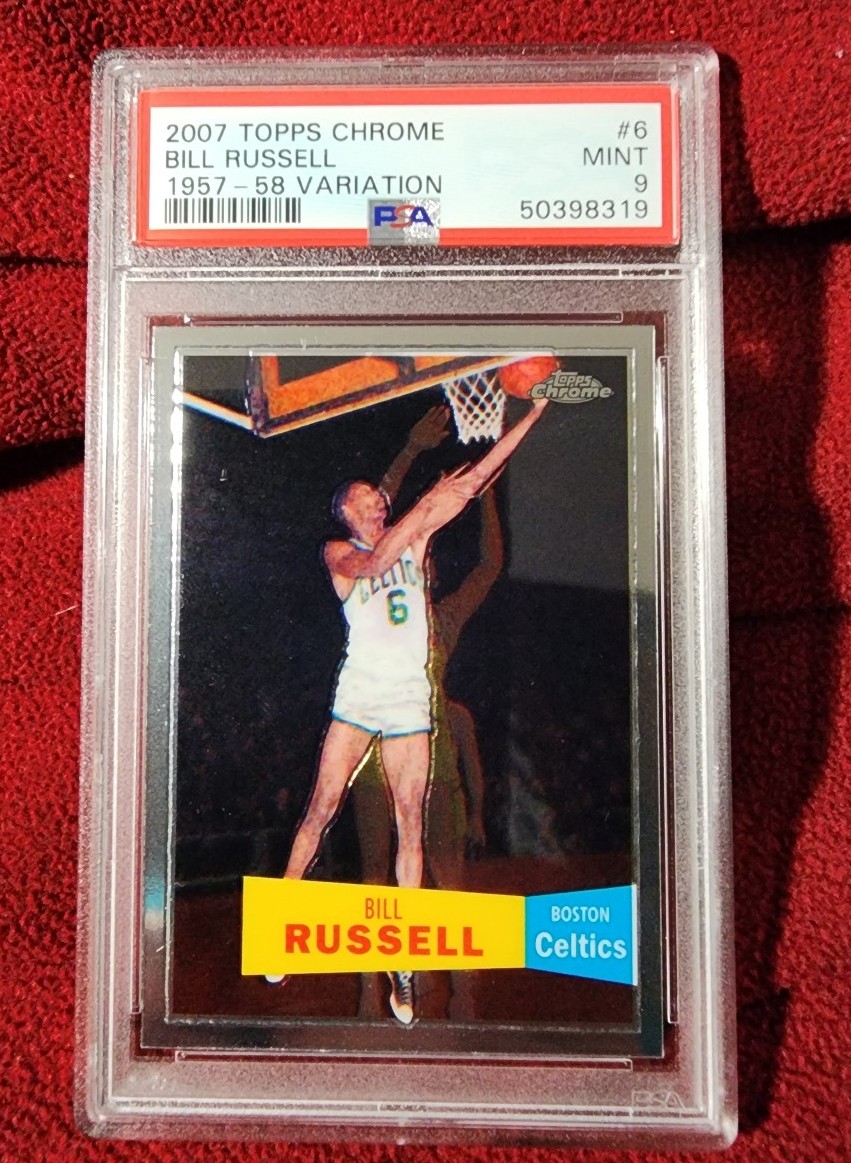 Bill russell psa 9 topps 57 var chrome 11x champion celtics nba hof