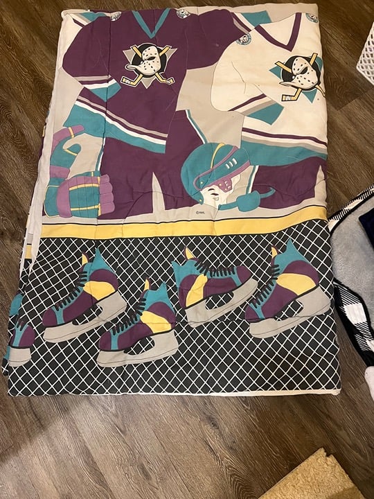 vtg 90s Disney MIGHTY DUCKS Comforter NHL Bedding Winter Blanket NHL