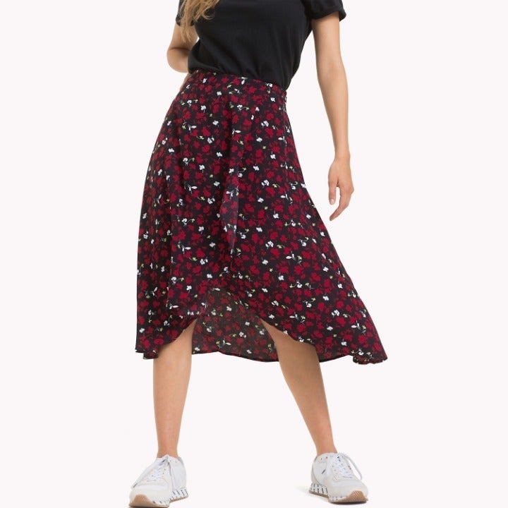 Tommy Printed Hem Detail Skirt M NWT