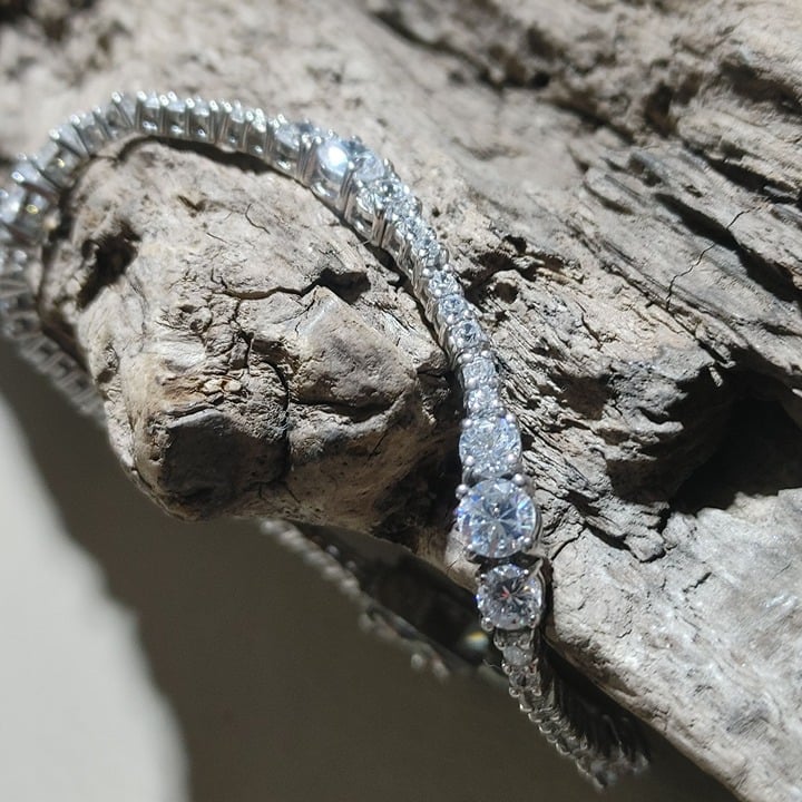 Vintage JCM 925 Silver Sterling Tennis Bracelet Sparkling Cubic Zirconia Stones