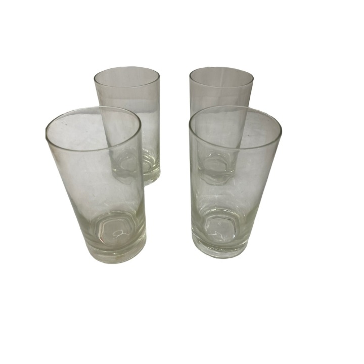 Vintage set of 4 cylinder clear glass juice glasses