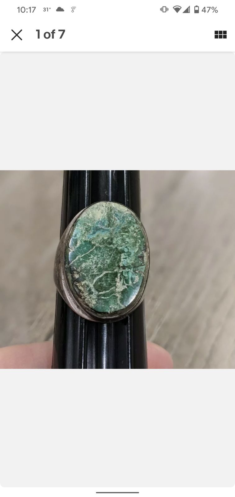 Estate Oval Green Marbleized stone Ring