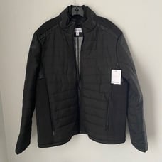 Calvin Klein Men’s Double Zipper Water Repellent Black Textured Padded Jacket
