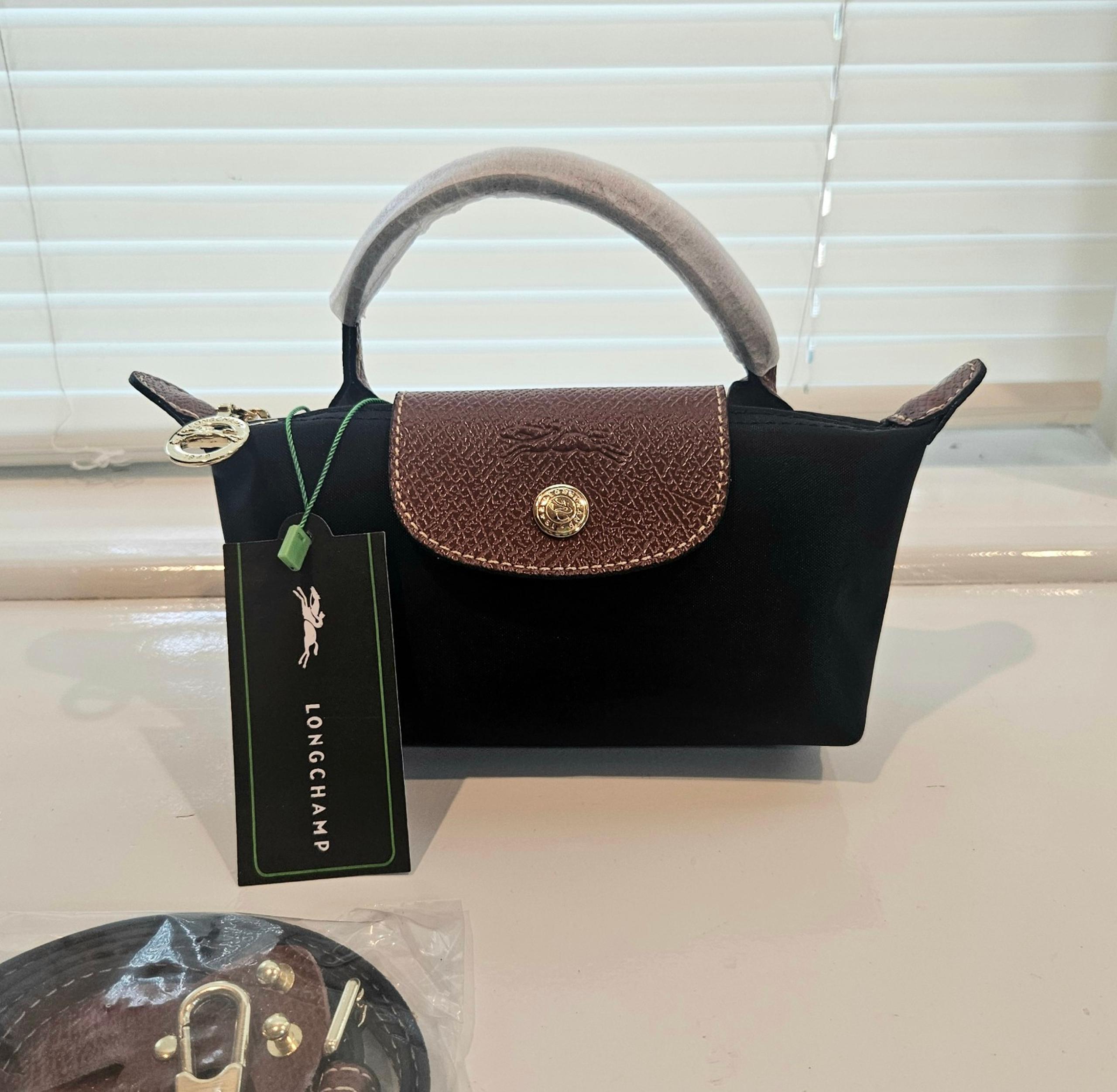 Longchamp mini with top handle and crossbody bag purse black gift
