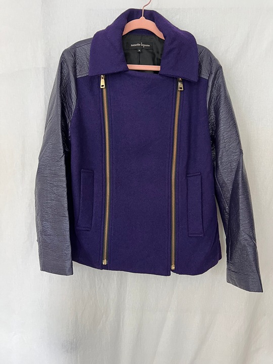 Nanette Lepore Wool Coat; Size 10; Violet with Brass Zippers