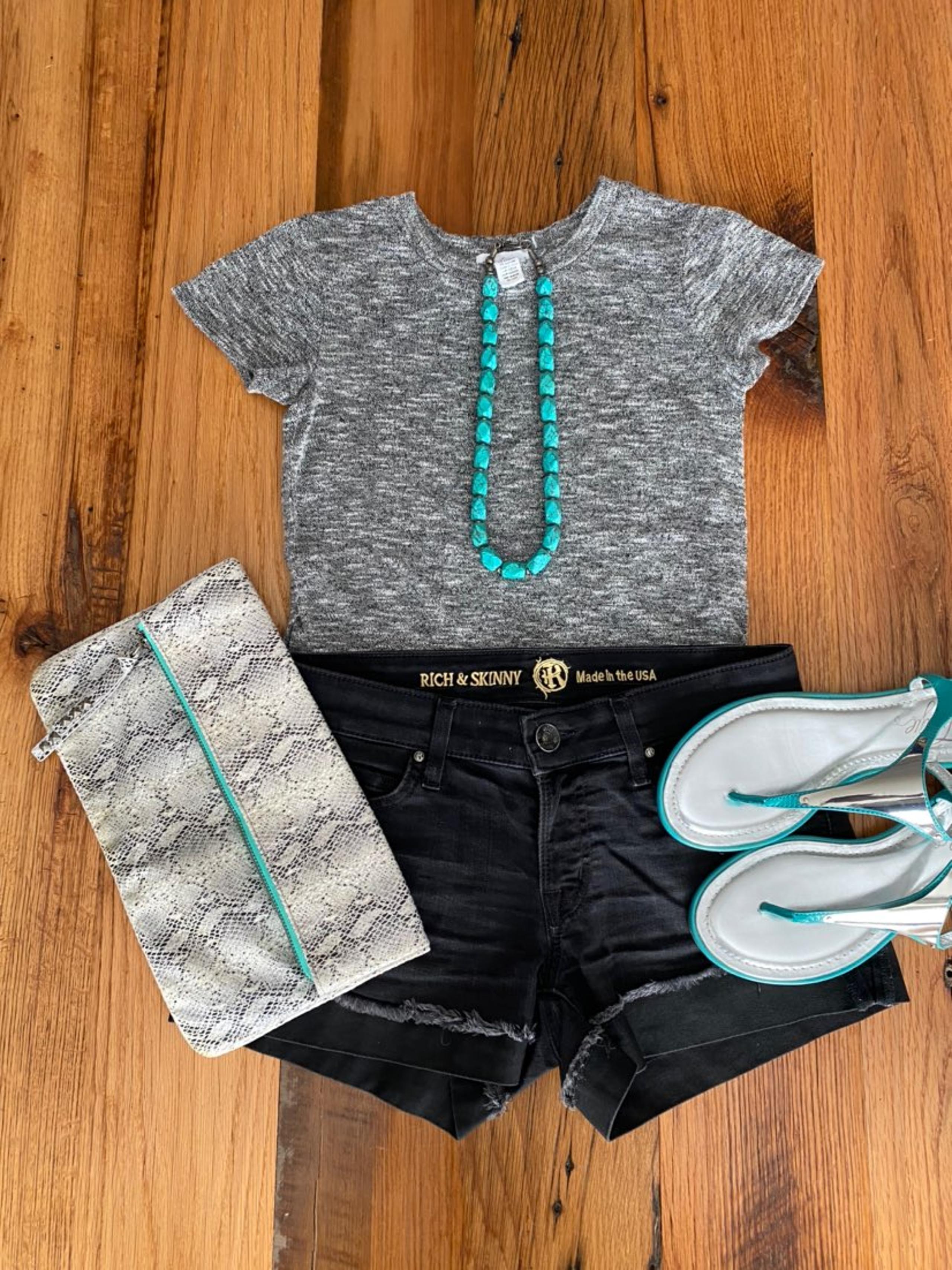 Dark Grey Denim Cuffed Shorts