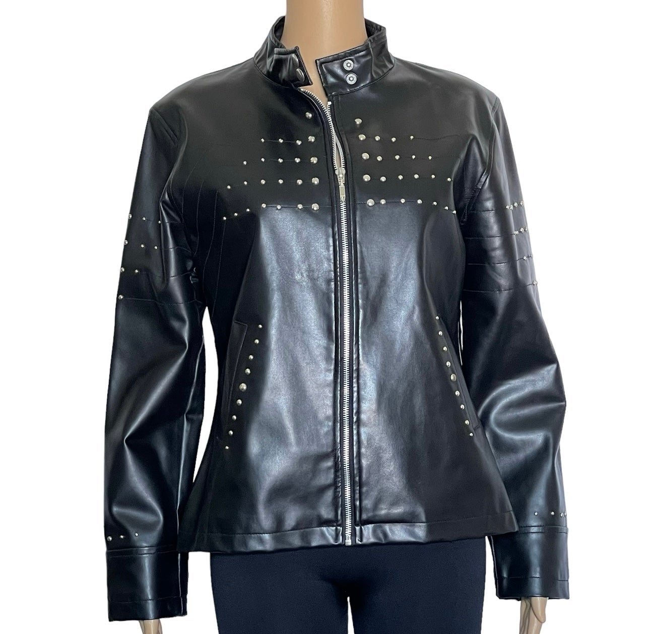 jou jou faux leather jacket Woman’s L Black two pockets