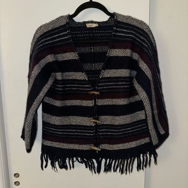 Faherty Womens Wool Cashmere Fringe Boho Cardigan XS/S GUC