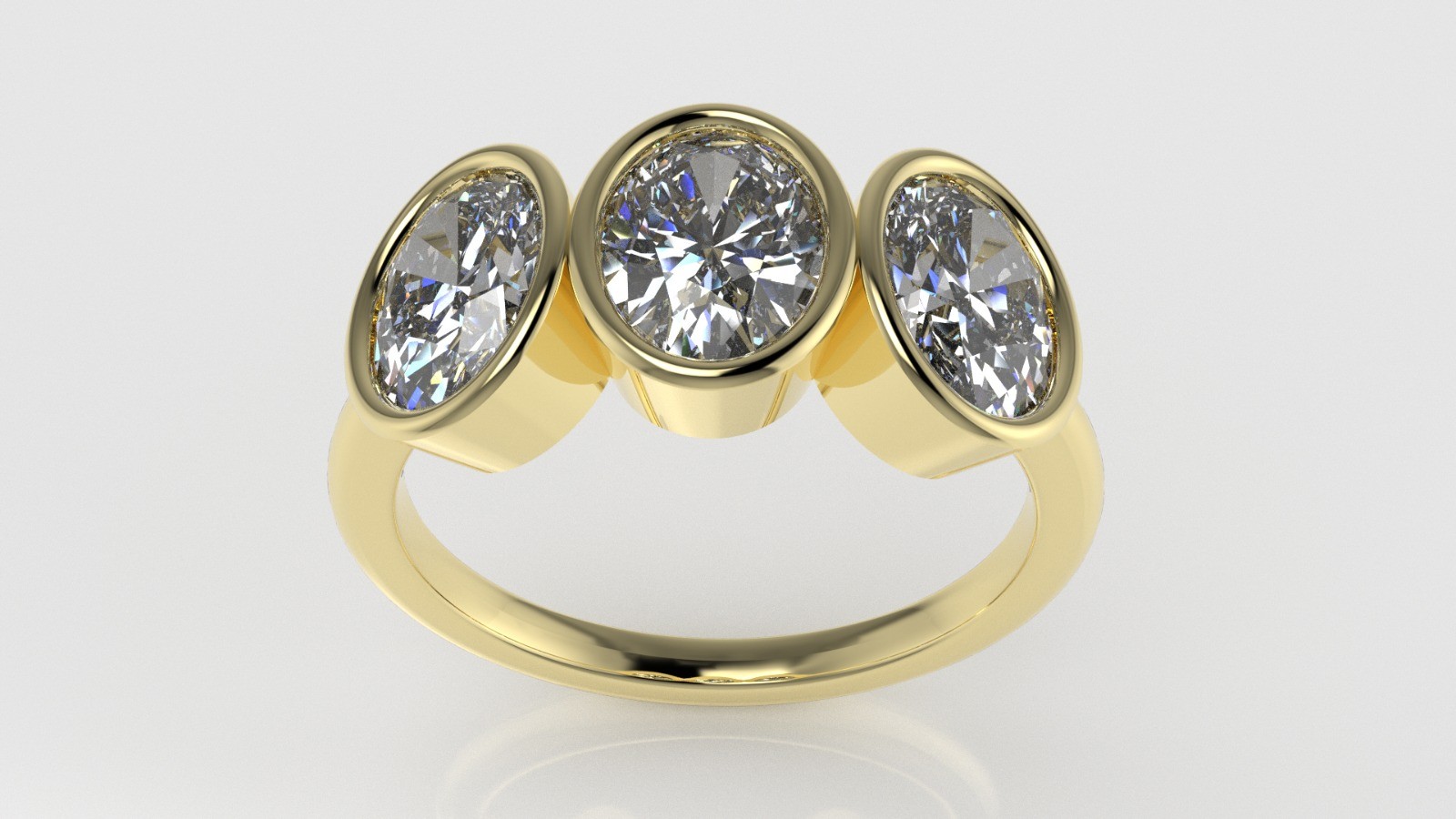 14K engagement ring with 3 MOISSANITE, style oval