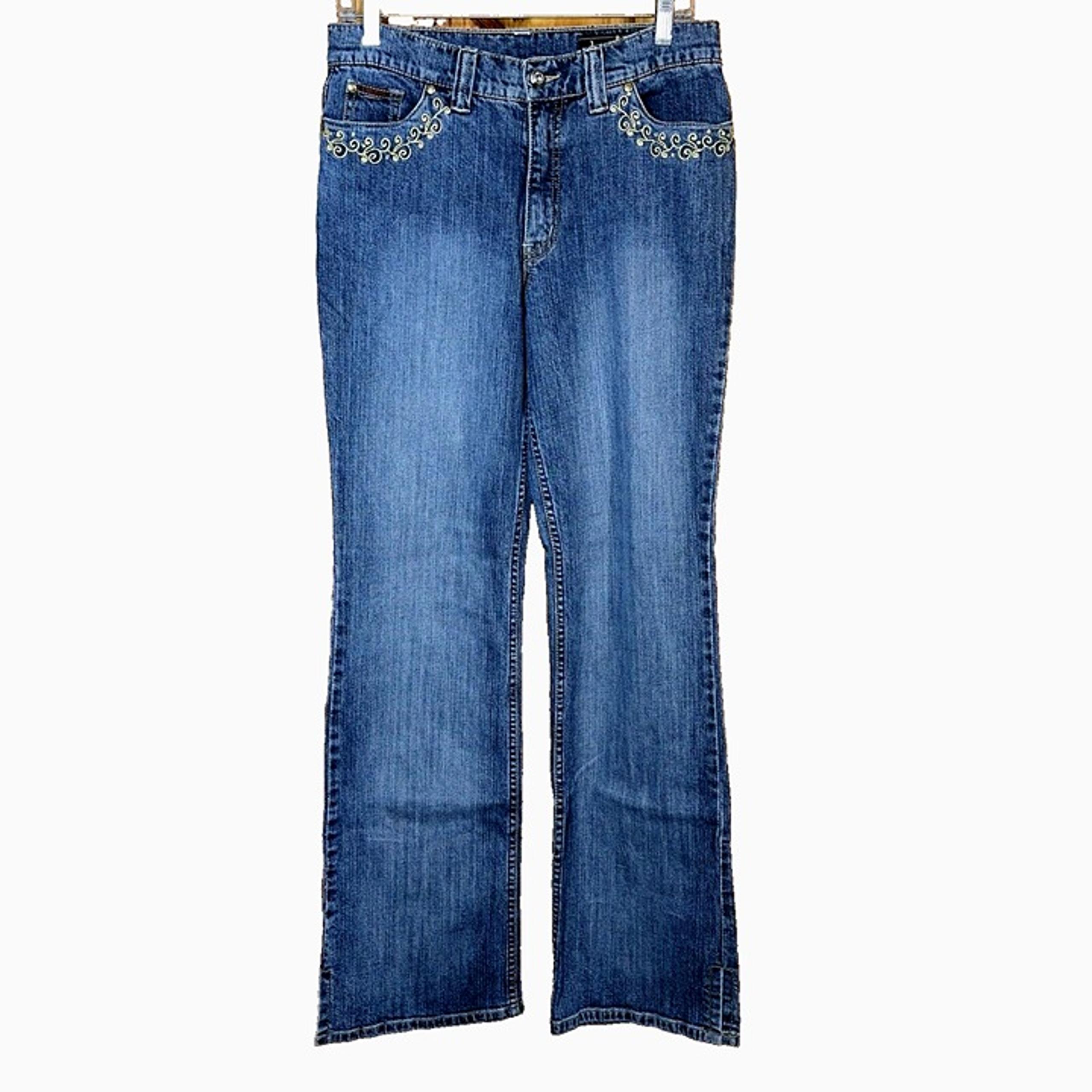 Vintage Women's Lawman Embellished Denim Rhinestones Embroidery Western Jeans 9