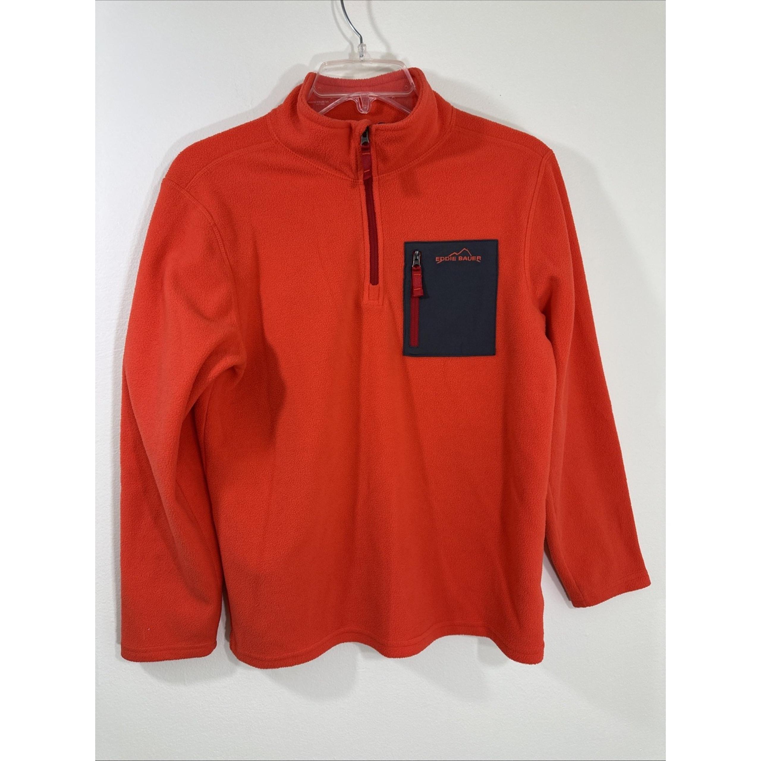 Eddie Bauer Fleece Youth Boys Size Large Orange Zip Long Sleeve Pullover