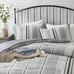 3 Pieces Full/Queen Size Blue Comforter Set, Cotton Top