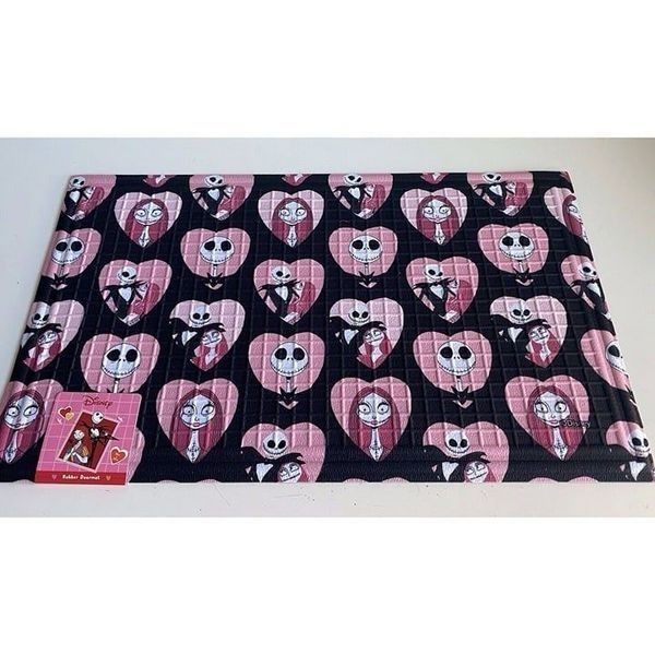 Nightmare Before Christmas Jack Sally Valentines Rubber Outdoor Mat 18x30” NEW