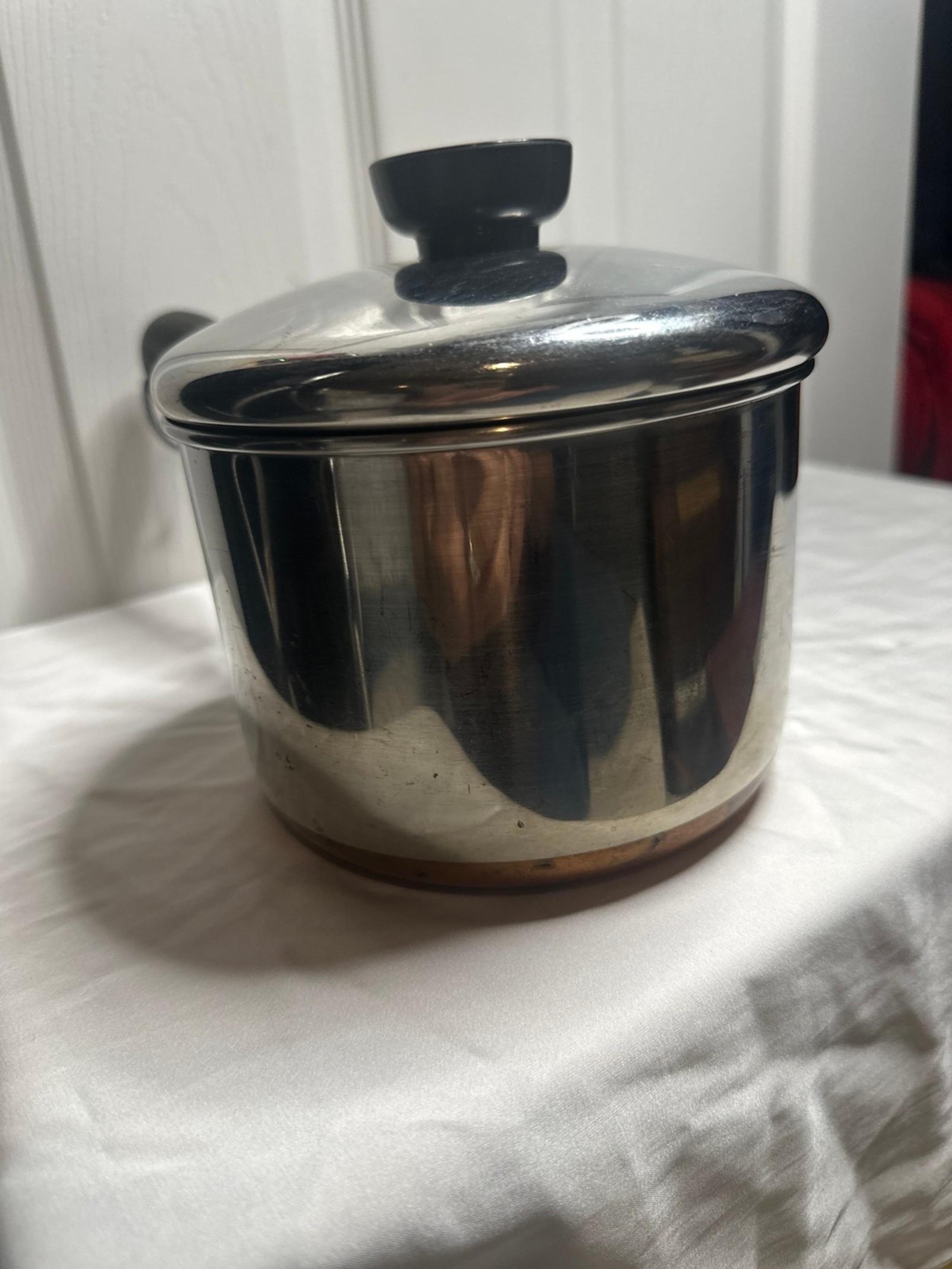 Vintage Revere Ware 2 Quart Stainless Steel Saucepan Copper Bottom with Lid