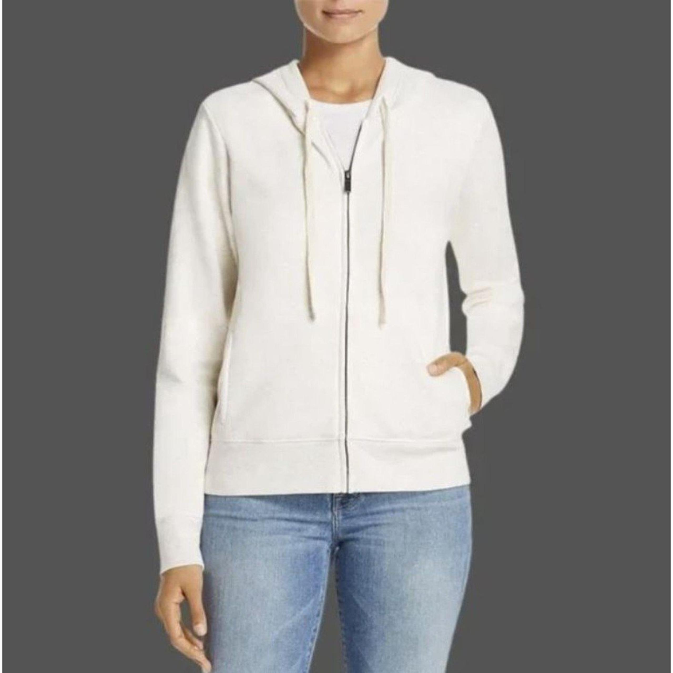 UGG Cream Ivory Tan Nancy Double-Knit Faux Fur Lined Zip Fleece Jacket Sz Large