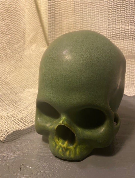 Green life size skull