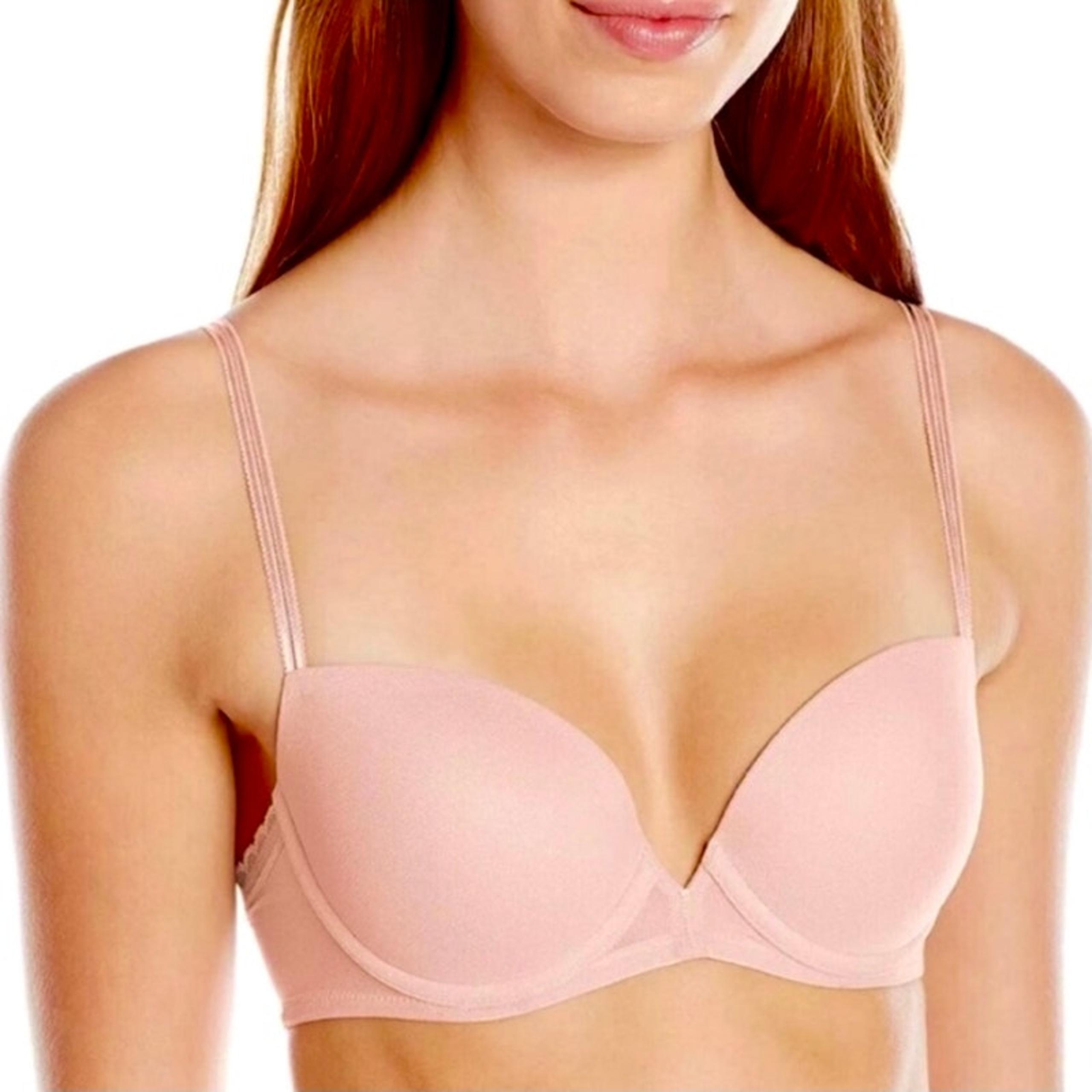 Demi plunge underwire bra 36D by On Gossamer, blush pink in Excellent condition