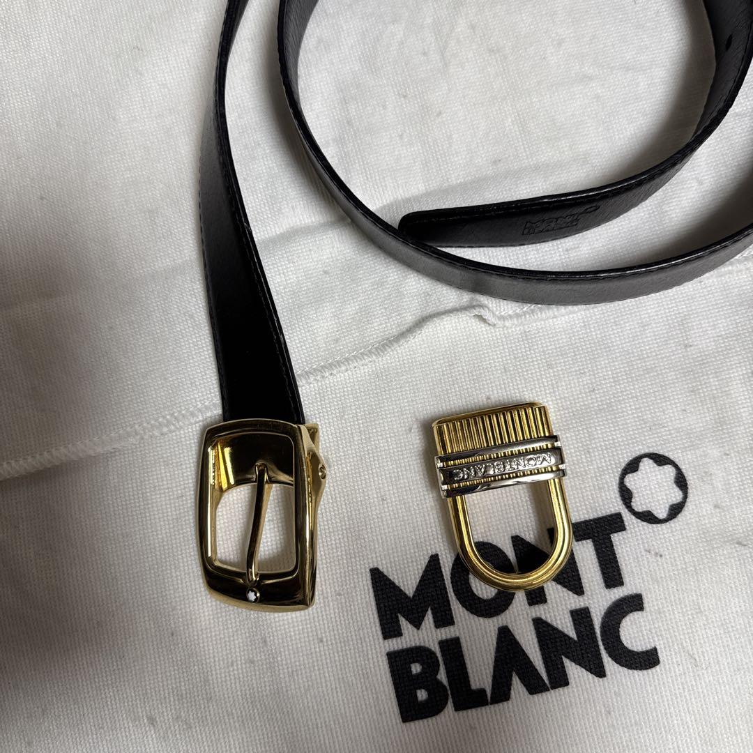 MONTBLANC Black Belt with Gold Buckle