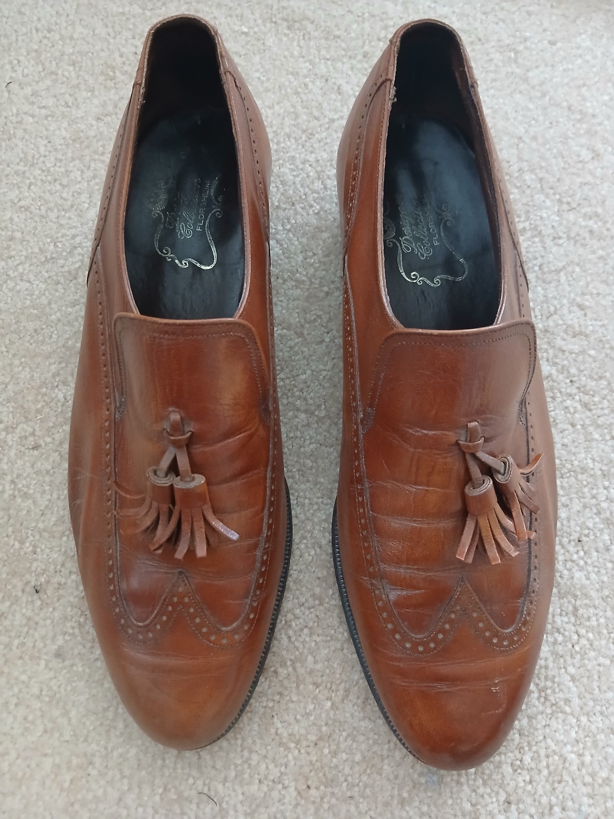 Vtg Florsheim Designer Collection Rust Leather Wingtip Shoes Men Sz 9.5D. FL