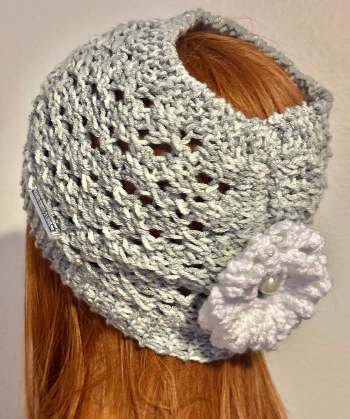 Hand Knits 2 Love Headband Bandana Turban Flower Pearl Lace Designe