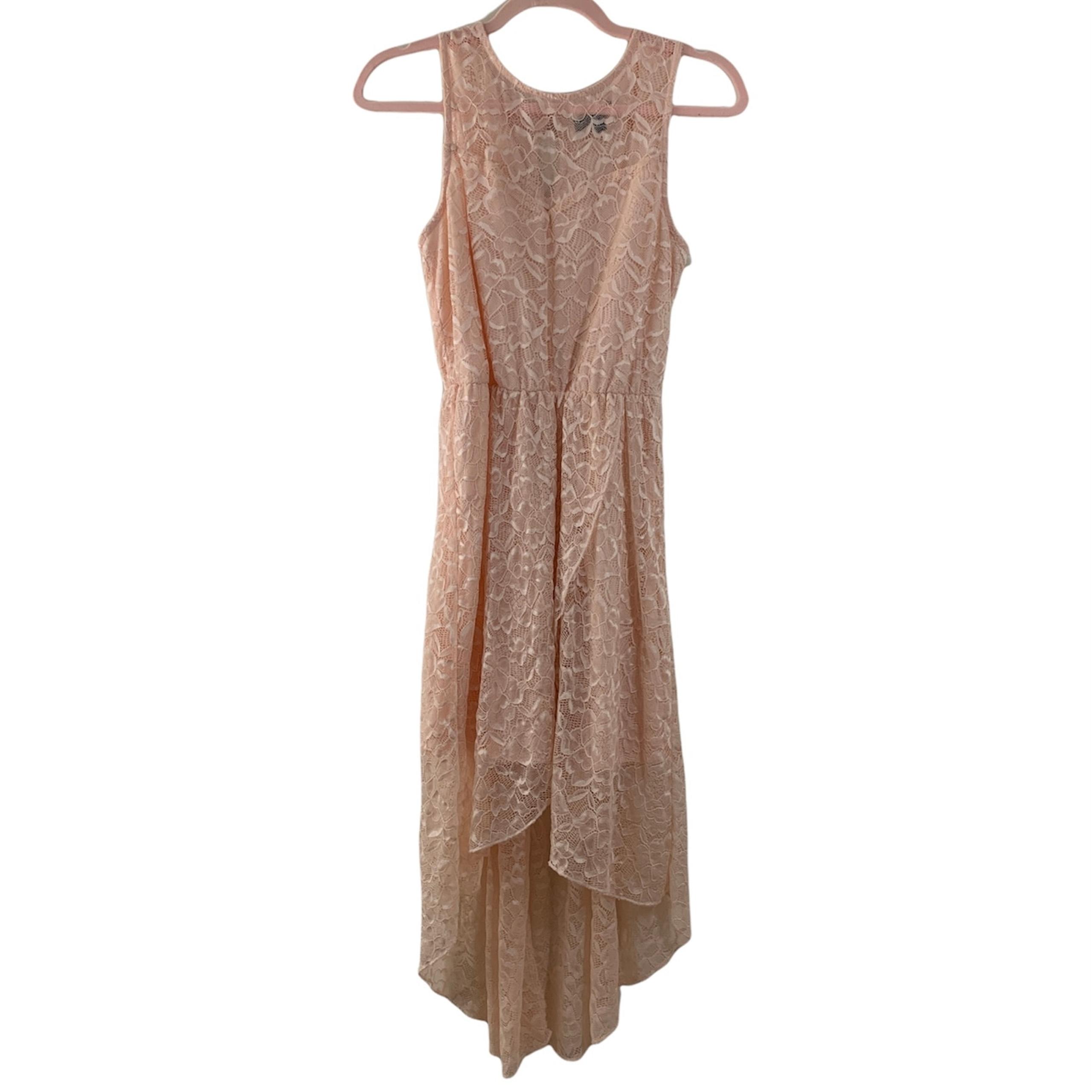 AS U WISH Peach Lace Sleeveless High Low Dress Small