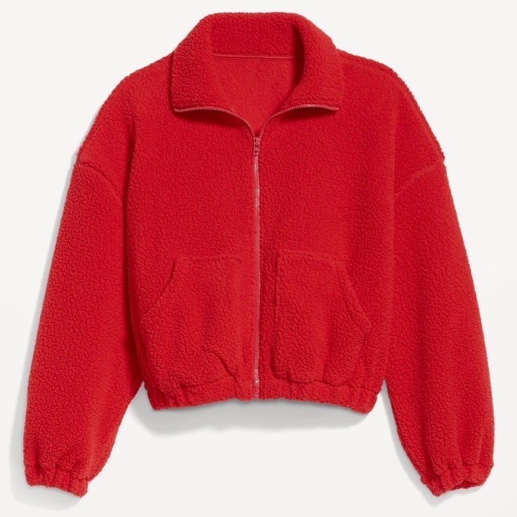NWT OLD NAVY Oversized Full-Zip Sherpa Pullover Color: Robbie Red