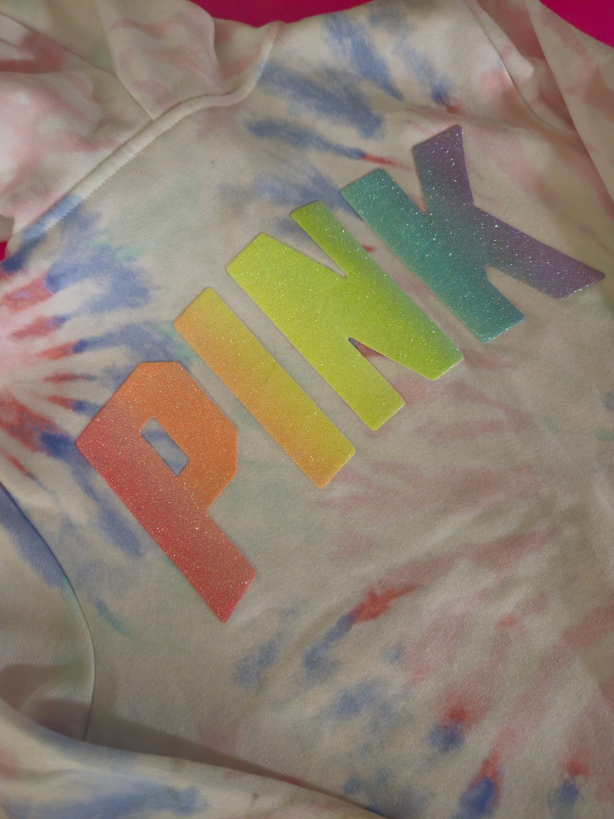 PINK NWT TIE DYE ZIP UP HOODIE