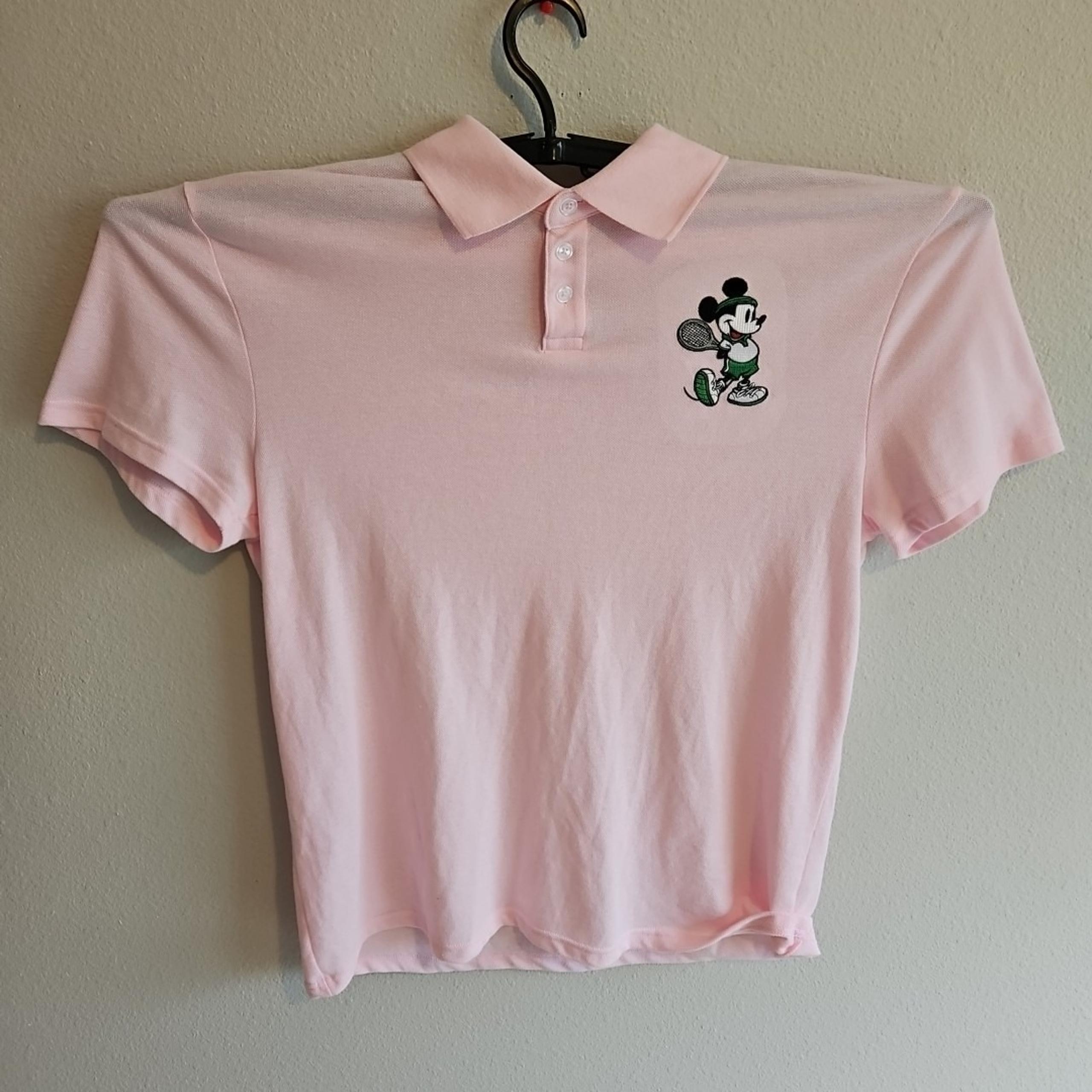 Disney Mickey Mouse Tennis Club Pink Short Sleeve Mens Size XL Polo Shirt