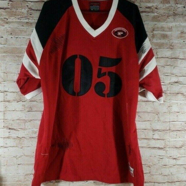 VTG FUBU 05 Sports Collection Men Football Jersey 2XL Red 90s Hip Hop Rap Black