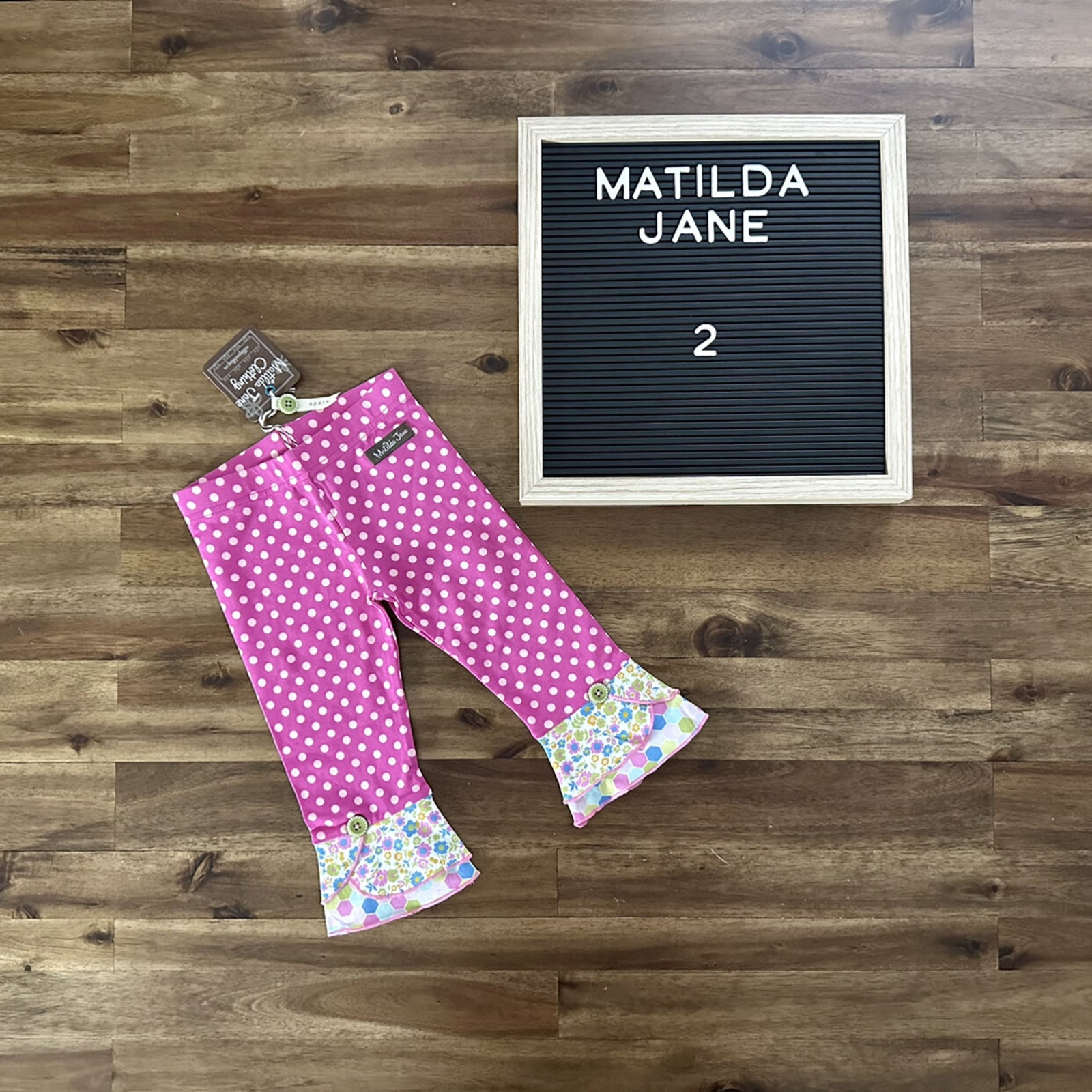 NWT Matilda Jane Brilliant Daydream On The Dot Scrappy Pink Knit Legging Pants 2