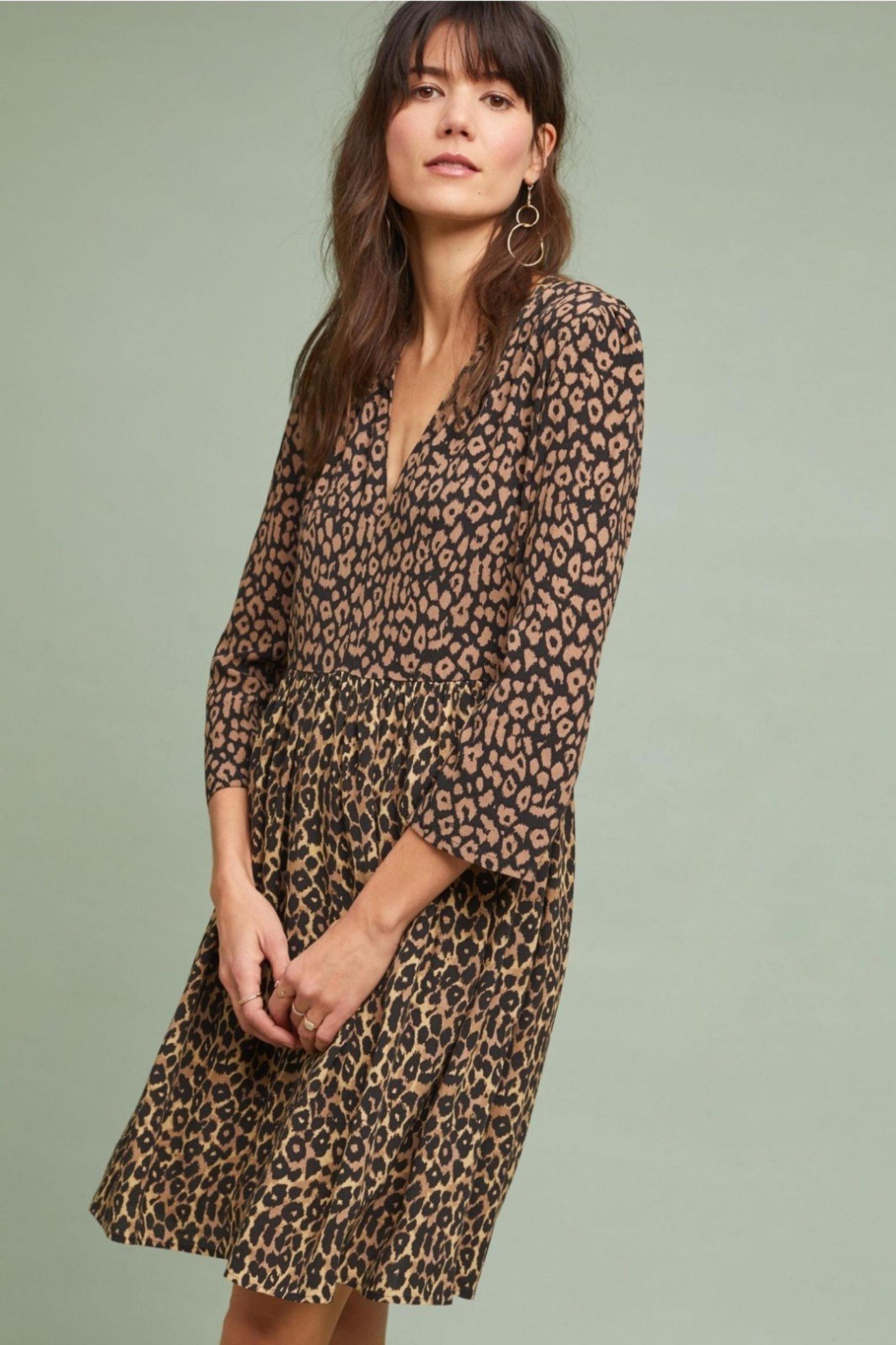 Anthropology Maeve women's  animal print Juno knee length dress size medium
