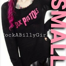 Sourpuss SEX PISTOLS OFFICALLY LICENSED Pink Logo Black Sweater Johnny Rotten