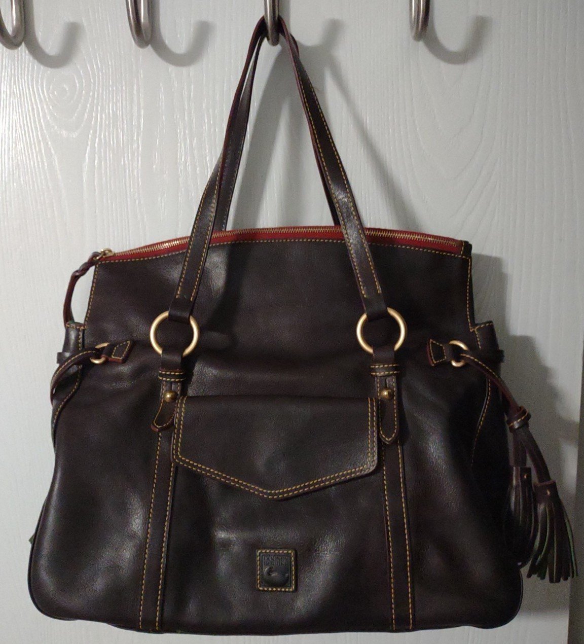 Dooney & Bourke Florentine Dark Brown Tmoro HTF The Smith Shoulder Purse Bag