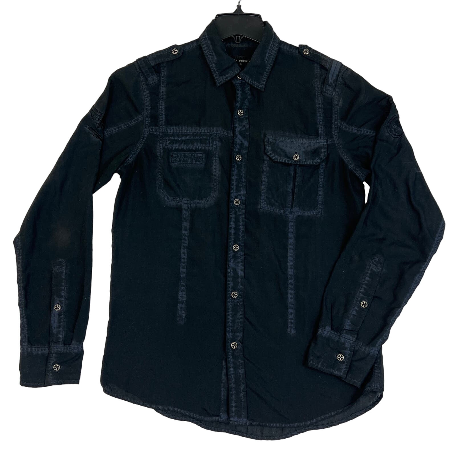 Affliction Black Label | Men’s Button Up Shirt | Black Embroidered | Size S