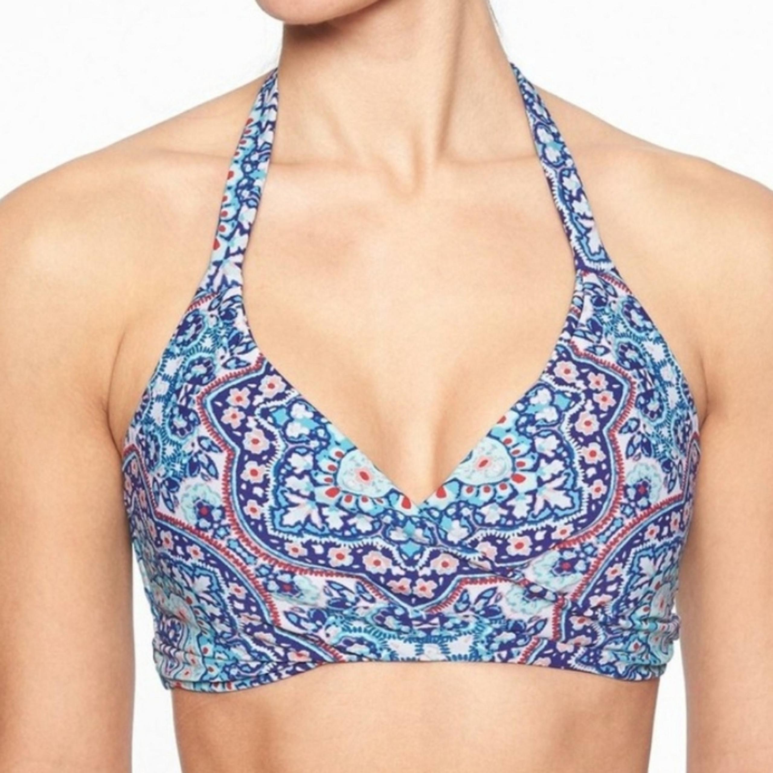 Athleta Swim Monaco Wrap Bra Cup Bikini Top Womens Size 32D/DD Blue