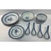 Vintage Jingdezhen China Porcelain Rice Eye Blue White Chrysanthemum Dish Set