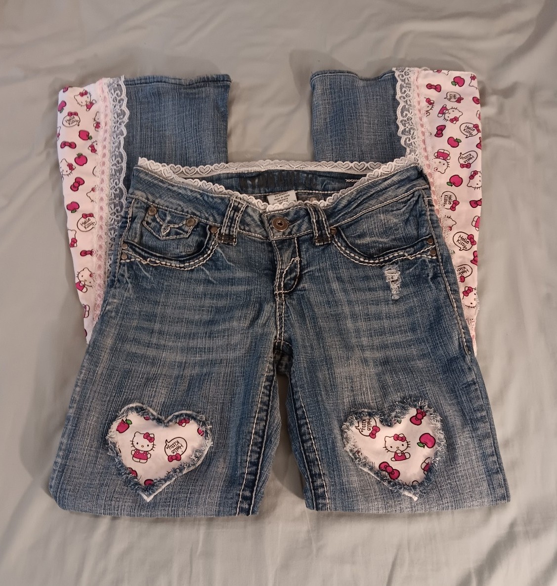 Custom coquette Y2K Hello Kitty x Hydraulic jeans