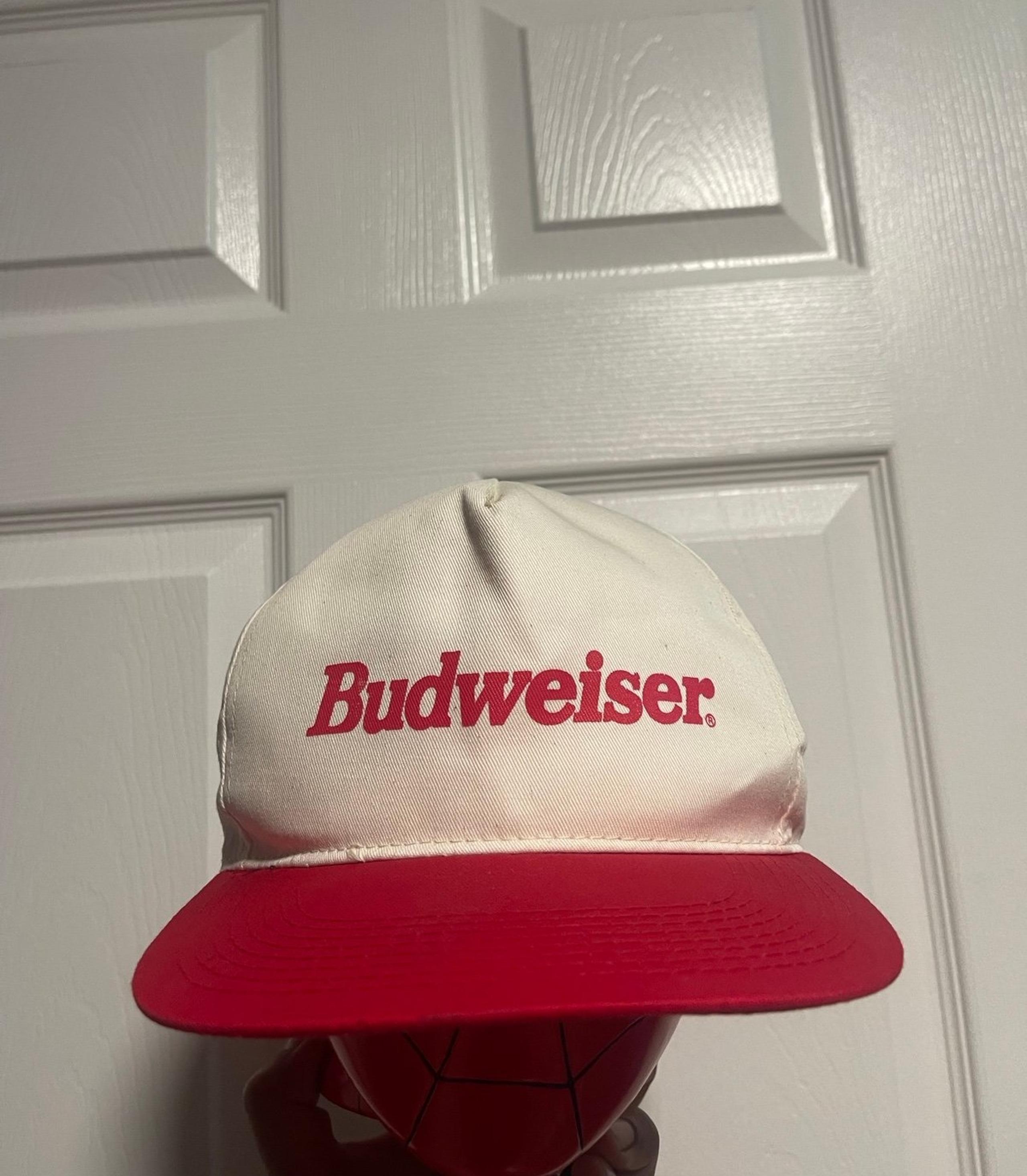 Budweiser Men's Red and Cream Hat