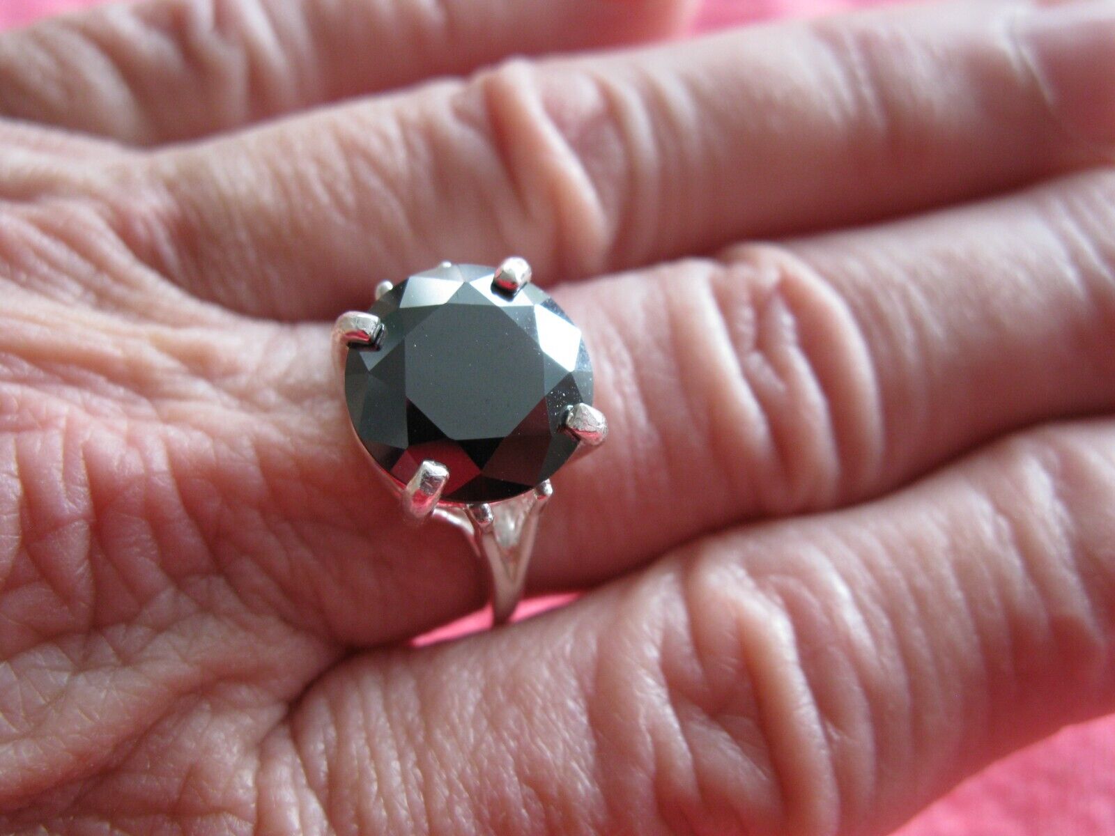 5.76ct 100% REAL NATURAL BLACK DIAMOND RING*CERTIFICA TE*FREE DIA TESTER SIze 6