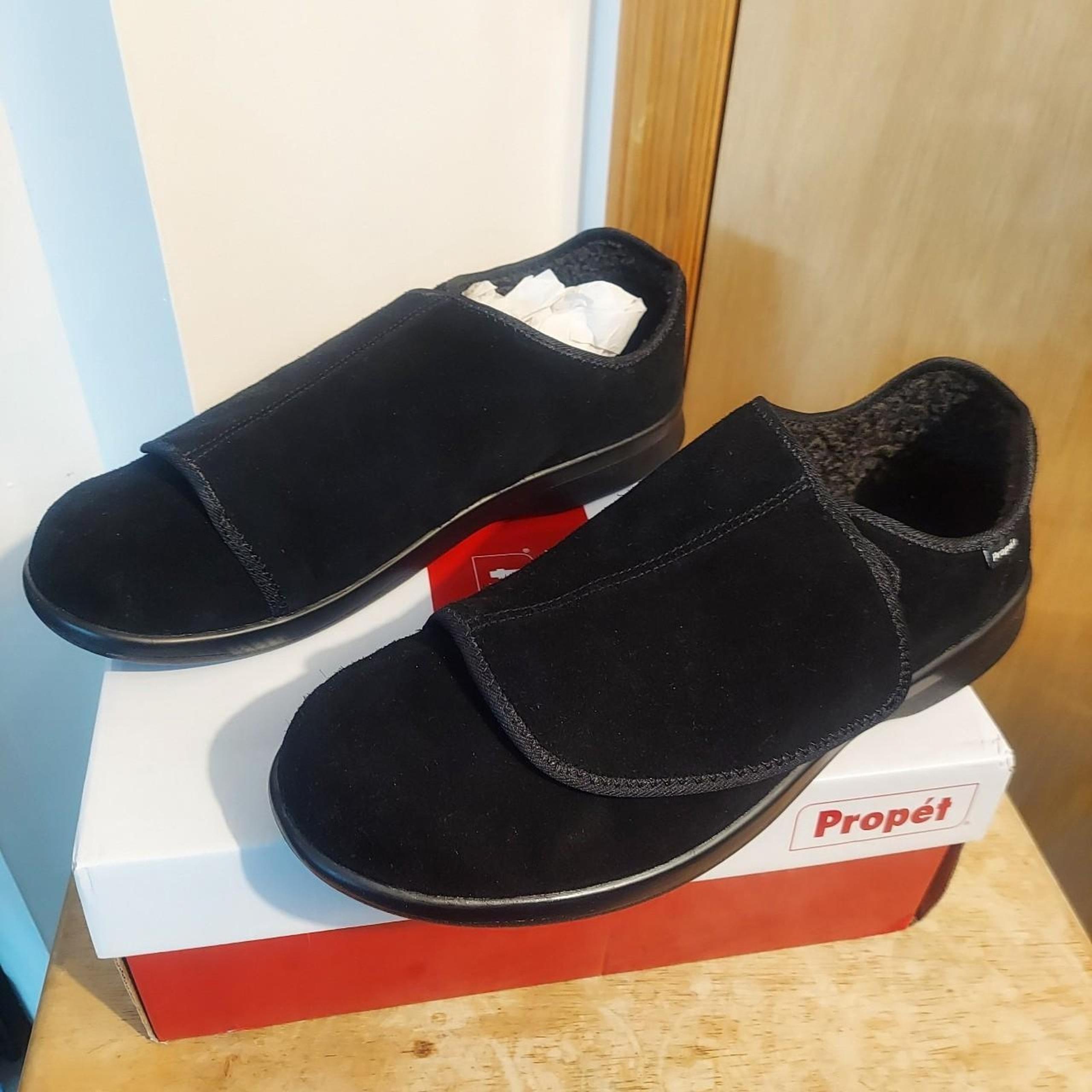 Propet Coleman Men's US 15 XX-Wide XX(5E) Black Walking Strap Slipper Shoes NWOT