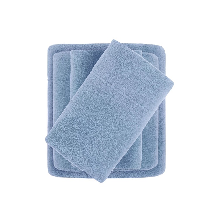 Classic Micro Fleece 4-Piece Blue Sheet Set, Cal King-G34S