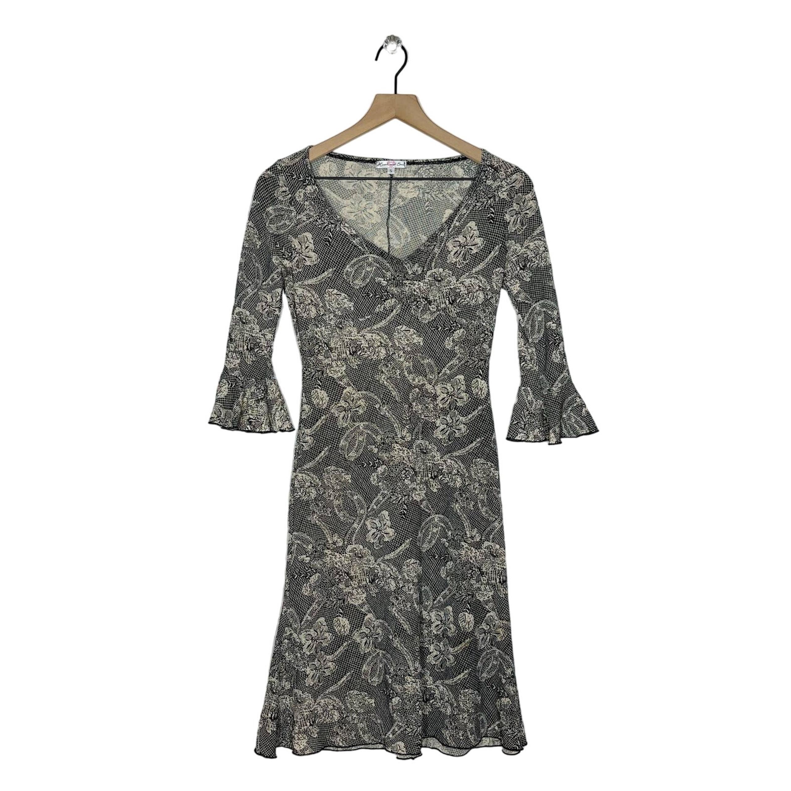 Vintage Y2K Heart & Soul Glitter Metallic Dress Women's Size Small Gray Casual