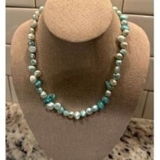 Vintage Odd-shaped Blue Pearl Necklace